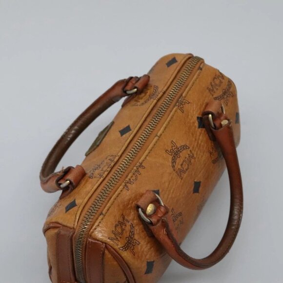 MCM Logogram Vicetos Hand Bag PVC Leather 2way Brown Gold Auth BA1440 - Picture 7 of 16